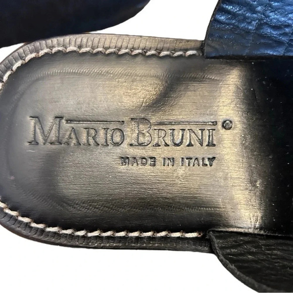 Mario Bruni Women’s Black Horsebit Leather Strap Sandals Size IT 44 - US 11 - Picture 9 of 15